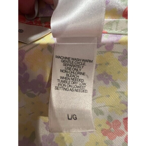 Adonna Vintage Satin Nightgown & Robe Pink Floral Silky Belted Size Large - Picture 8 of 16